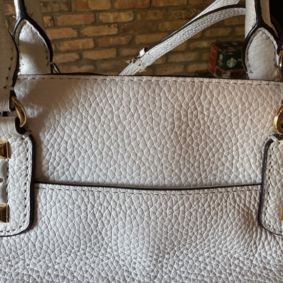 Michael Kors White Pebbled Leather with Gold Accents Satchel - Picture 15 of 16